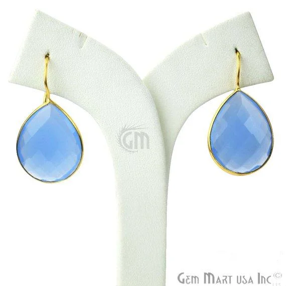 Gold Plated Pears Shape 21x26mm Gemstone Dangle Hook Earring Choose Your Style (90010-1)