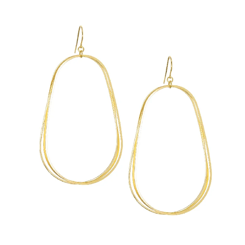 gold plated thin multi oval drop earring