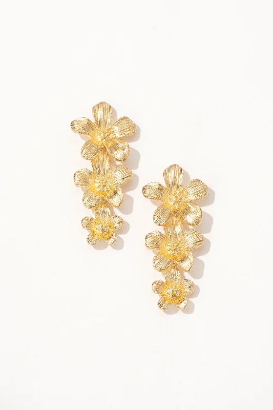 Golden Trio Floral Earrings