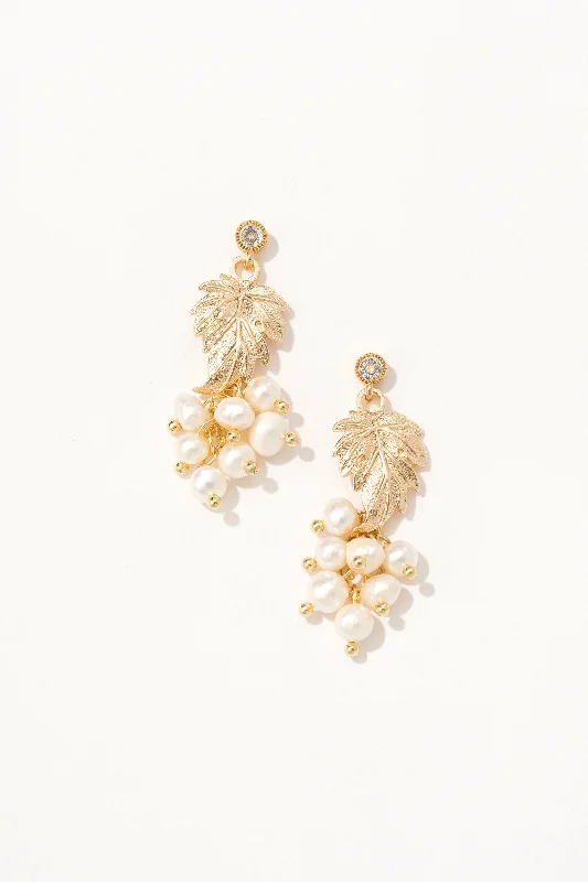 Grapevine Cluster Pearl Drop Earrings