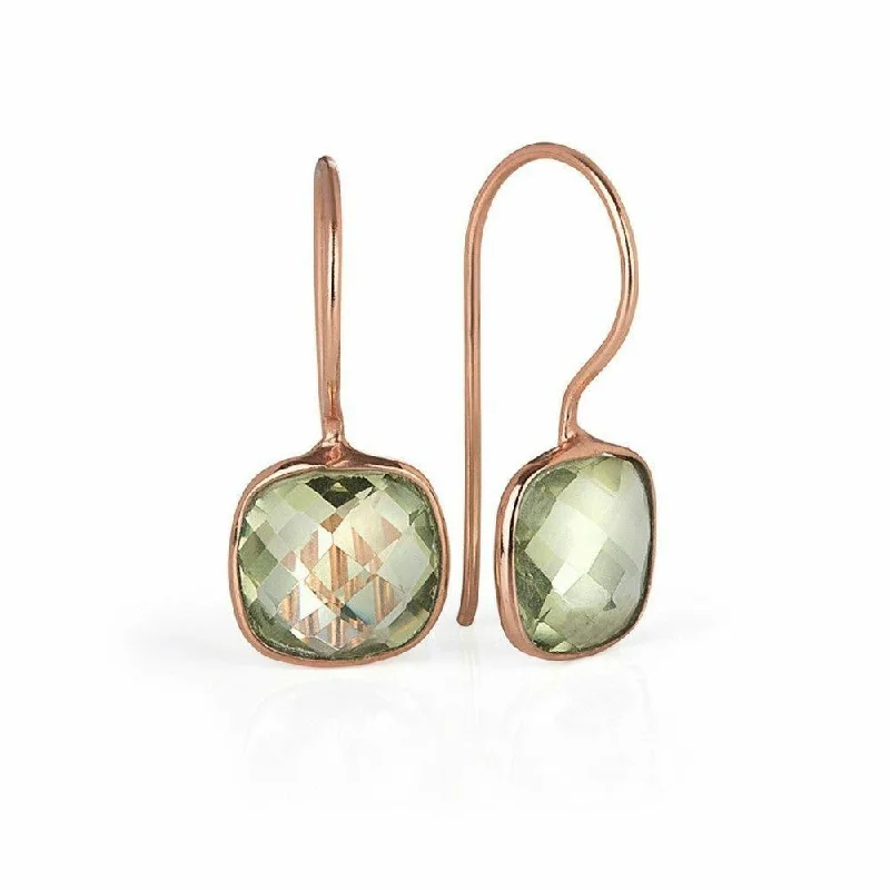 Green Amethyst Earrings | Rose Gold