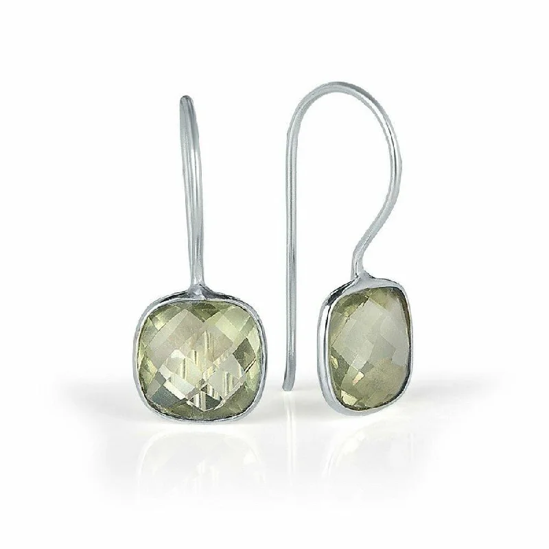 Green Amethyst Earrings | Silver