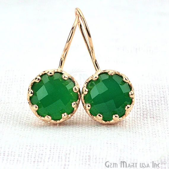 Green Onyx 29x13mm Gold Plated Gemstone Dangle Earrings (GOER-90150)