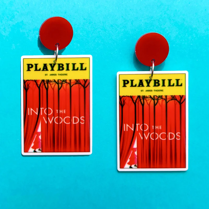 Into The Woods Playbill Drop Earrings