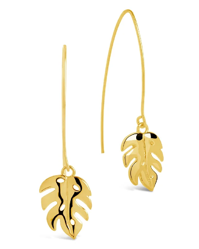 Keilani Monstera Leaf Threader Earrings