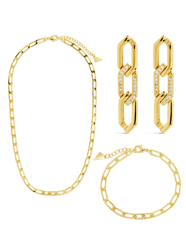 Kinslee CZ Chain Link Matching Set