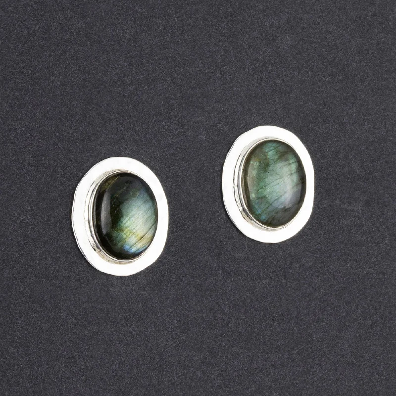 Large Oval Labradorite Stud Earrings