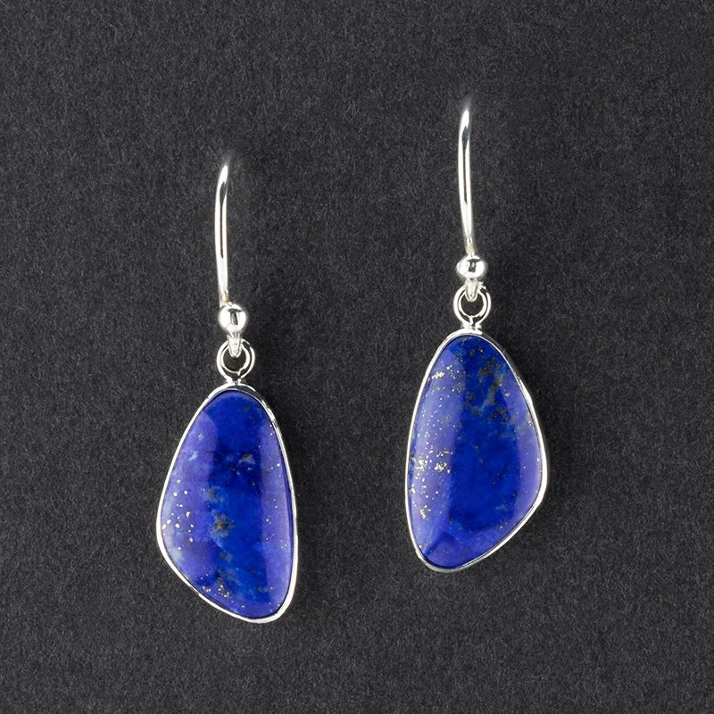 Simple Genuine Lapis Lazuli Drop Earrings