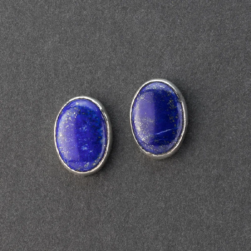 Large Oval Lapis Lazuli Stud Earrings