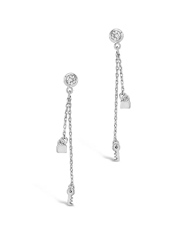 Lock and Key Dangle Stud Earring