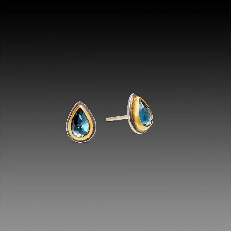 London Blue Topaz Teardrop Stud Earrings