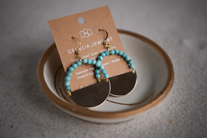 Turquoise Half Moon Hoops