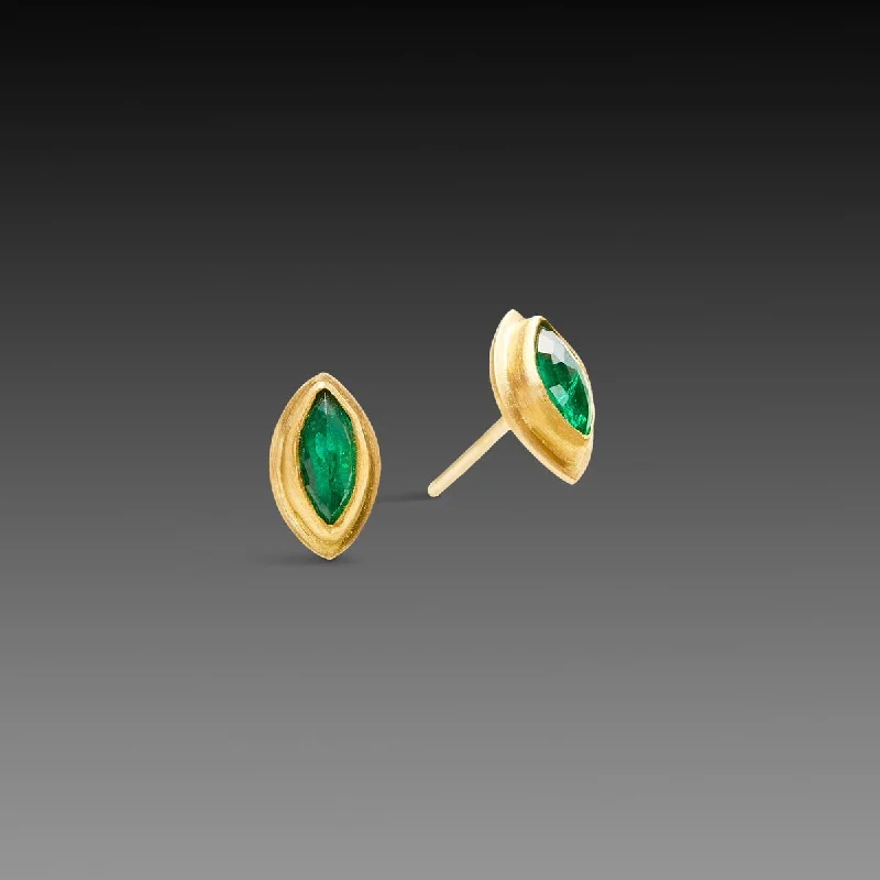 Marquise Emerald Stud Earrings