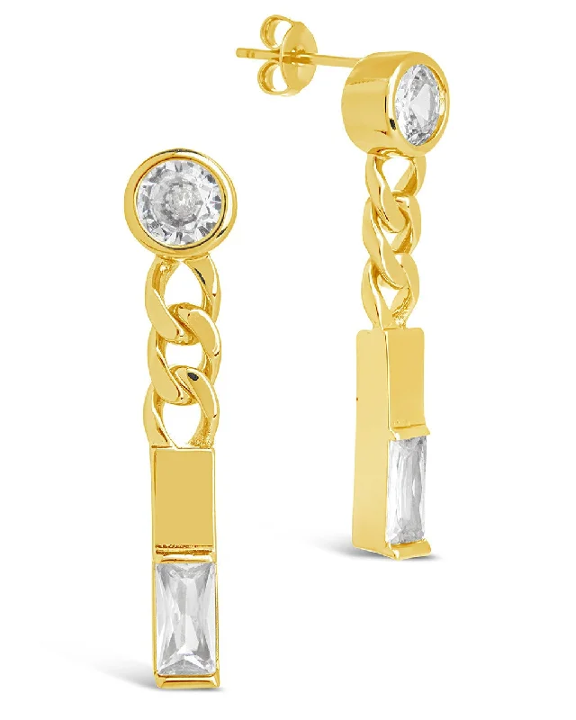 Merri CZ & Chain Drop Stud Earrings