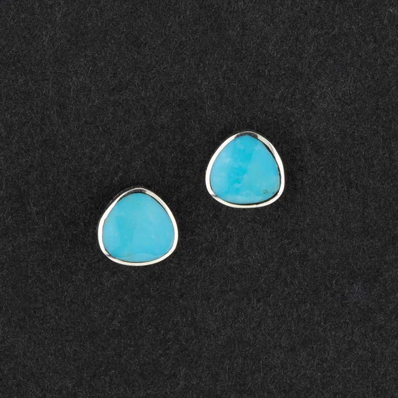 Sterling Silver and Genuine Turquoise Stud Earrings