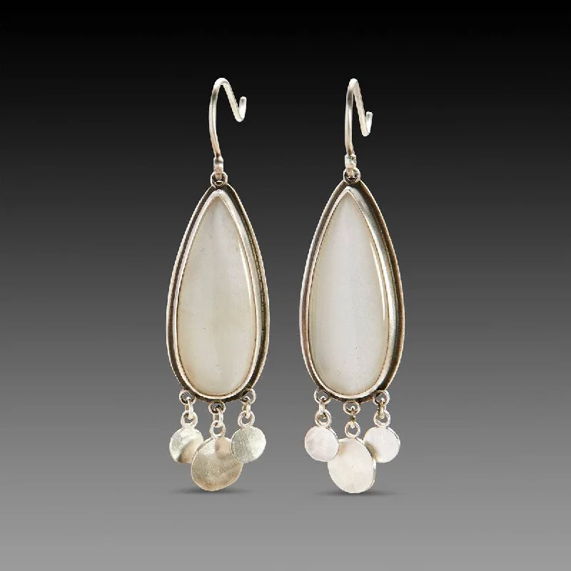 Moonstone Teardrop Earrings with Fringe