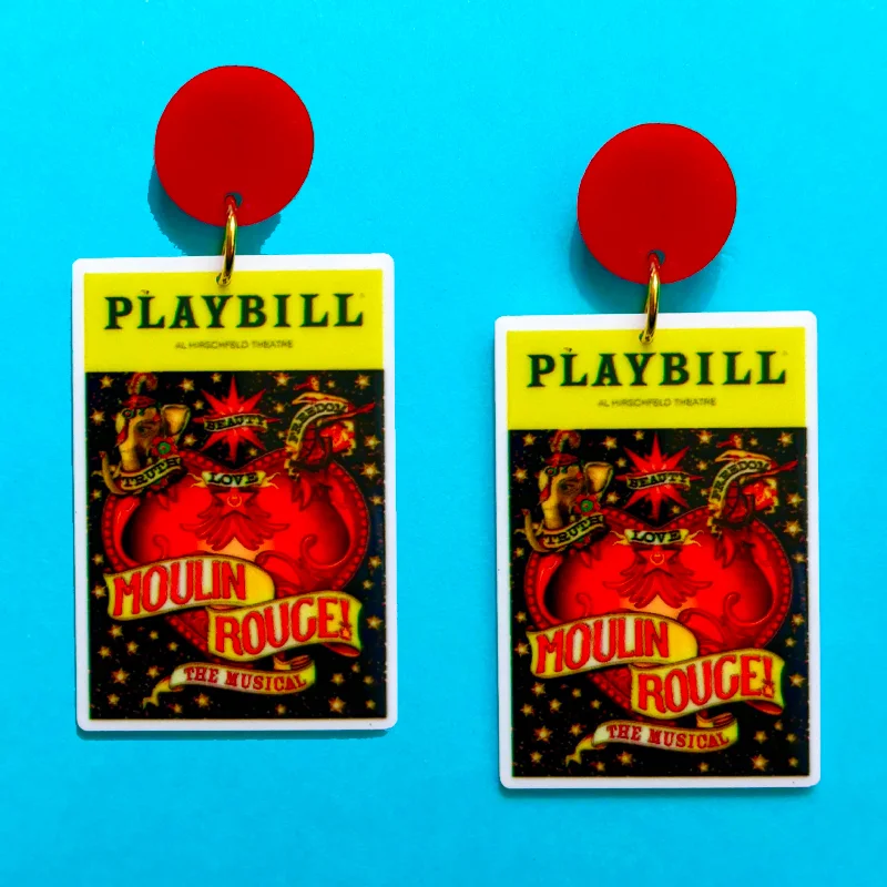 Moulin Rouge Playbill Drop Earrings