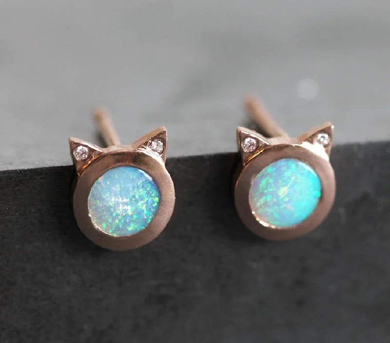 Opal Earrings, Rose Gold Earrings