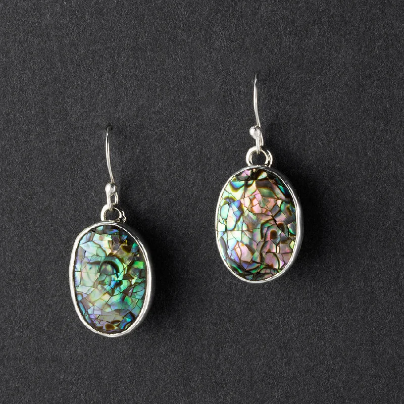 Oval Abalone Dangle Earrings