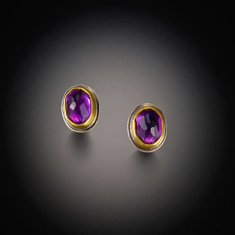 Oval Amethyst Stud Earrings