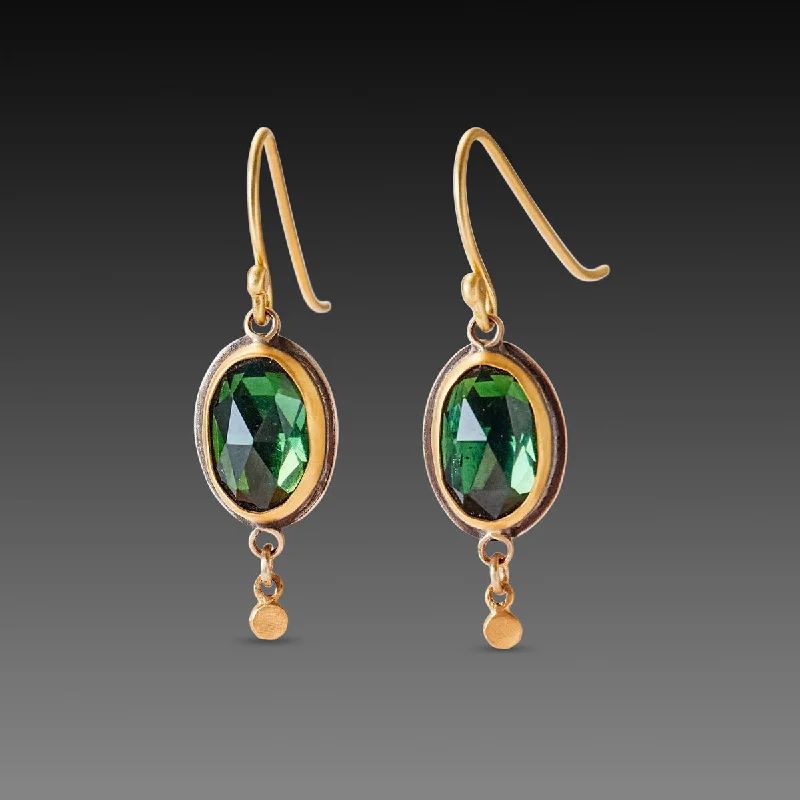 Oval Green Tourmaline Earrings