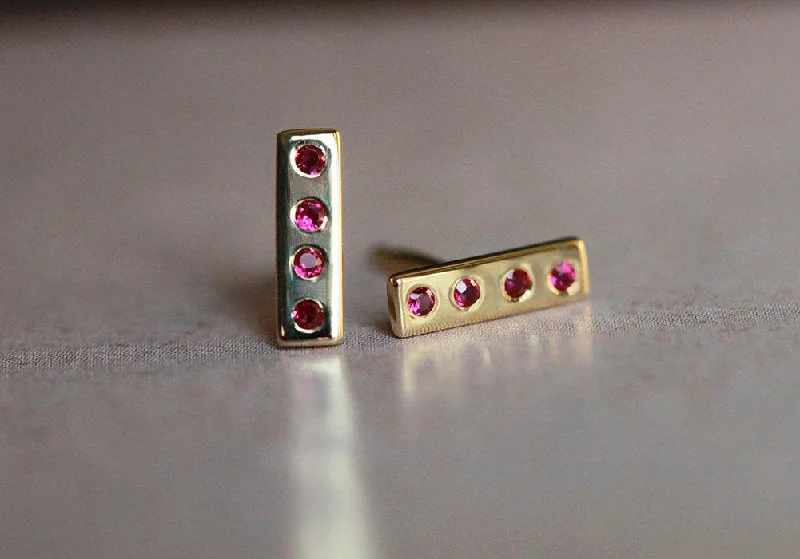 Pave Studs, Ruby Earring