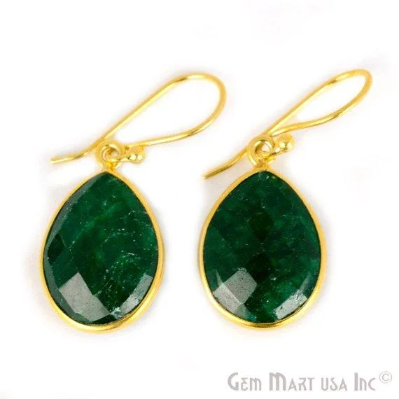 Pear Shape 12x16mm Gold Plated Gemstone Hook Earrings (Pick your Gemstone) (90002-1)