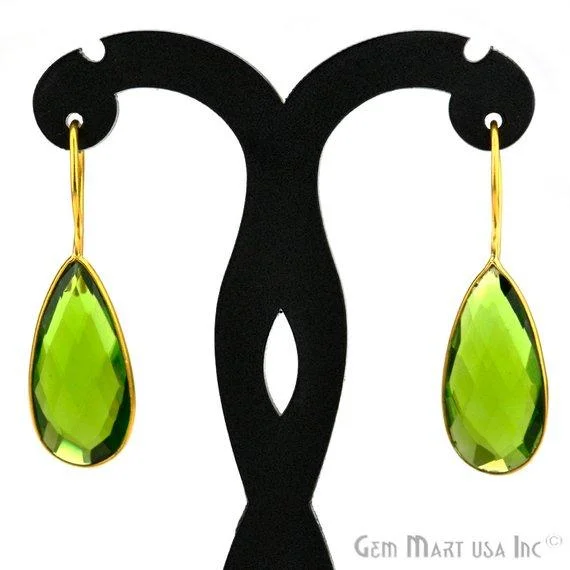 Pear Shape 12x25mm Gold Plated Gemstone Hook Earrings (Pick your Gemstone) (90005-1)