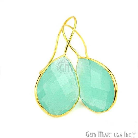 Pear Shape 15x20mm Gold Plated Gemstone Hook Earrings (Pick your Gemstone) (90017-1)