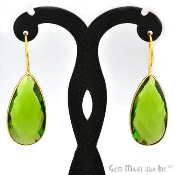 Pear Shape 15x30mm Gold Plated Gemstone Hook Earrings (Pick your Gemstone) (90003-1)