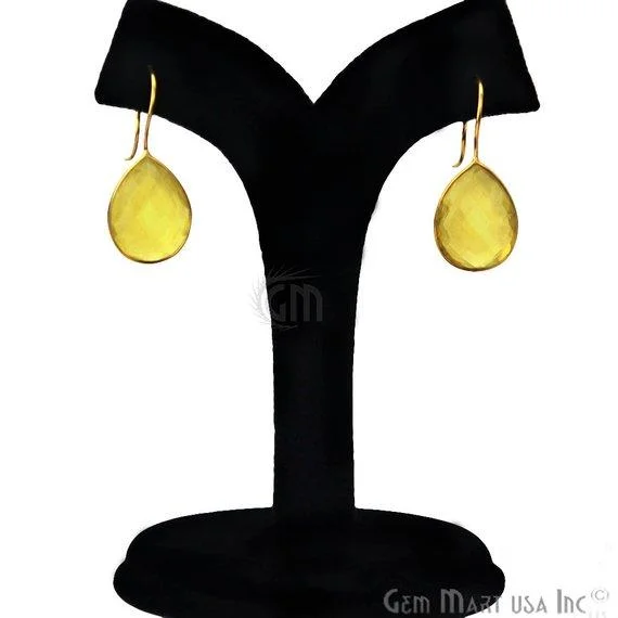 Pear Shape 16x35mm Gold Plated Gemstone Hook Earrings (Pick your Gemstone) (90089-1)