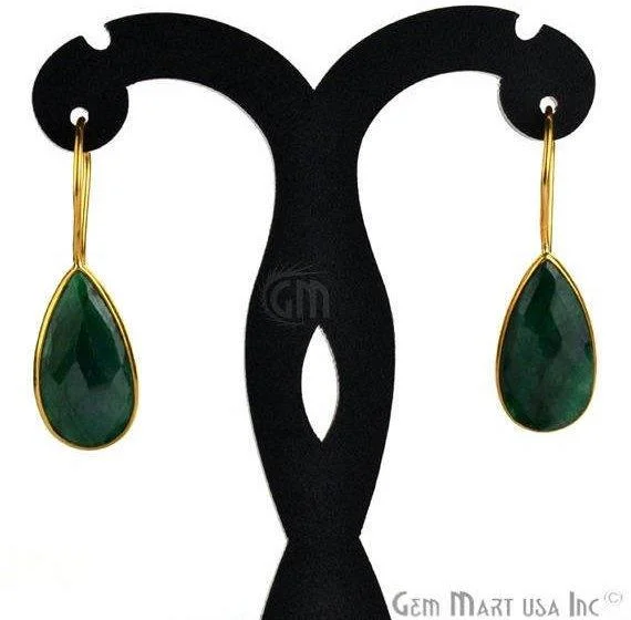 Pear Shape 21x11mm Gold Plated Gemstone Hook Earrings (Pick your Gemstone)