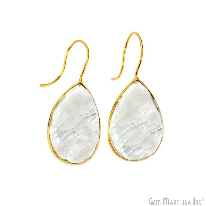 Pear Shape 30x20mm Gold Plated Gemstone Hook Earrings (Pick your Gemstone) (90106-1)