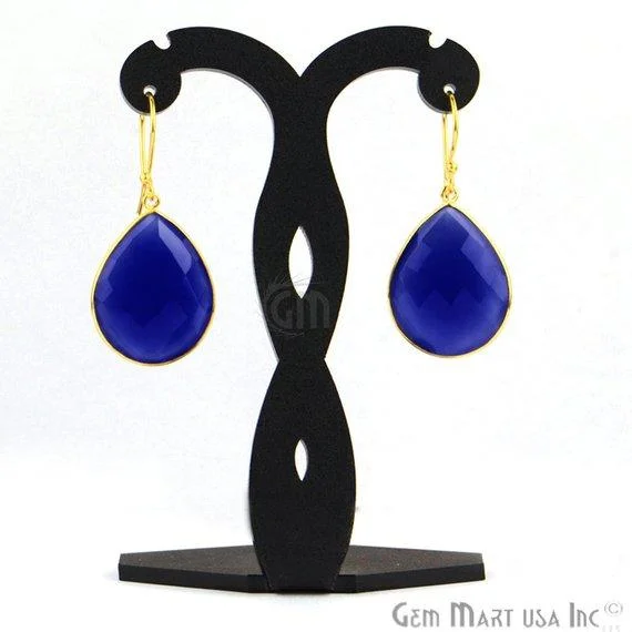 Pear Shape 44x21mm Gold Plated Gemstone Hook Earrings (Pick your Gemstone) (90056-1)