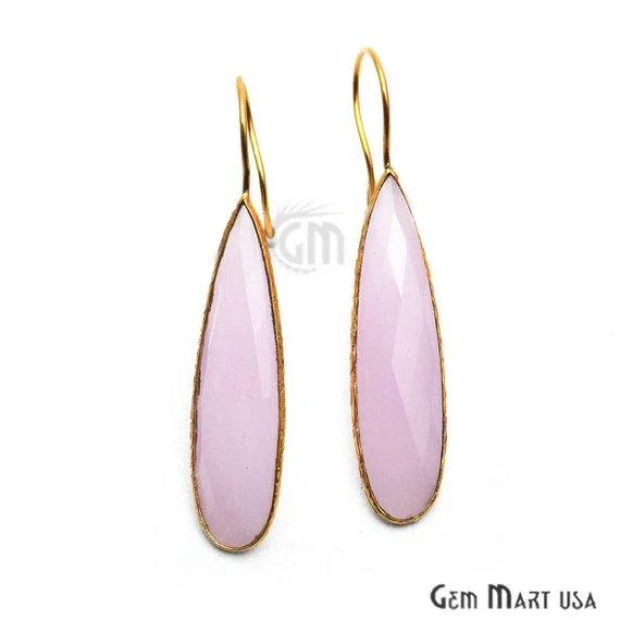 Pear Shape 57x11mm Gold Plated Gemstone Hook Earrings (Pick your Gemstone) (90049-1)