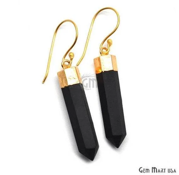 Pencil Shape 39x7mm Gold Plated Jasper Gemstone Hook Earrings (Pick your Gemstone) (90161-1)