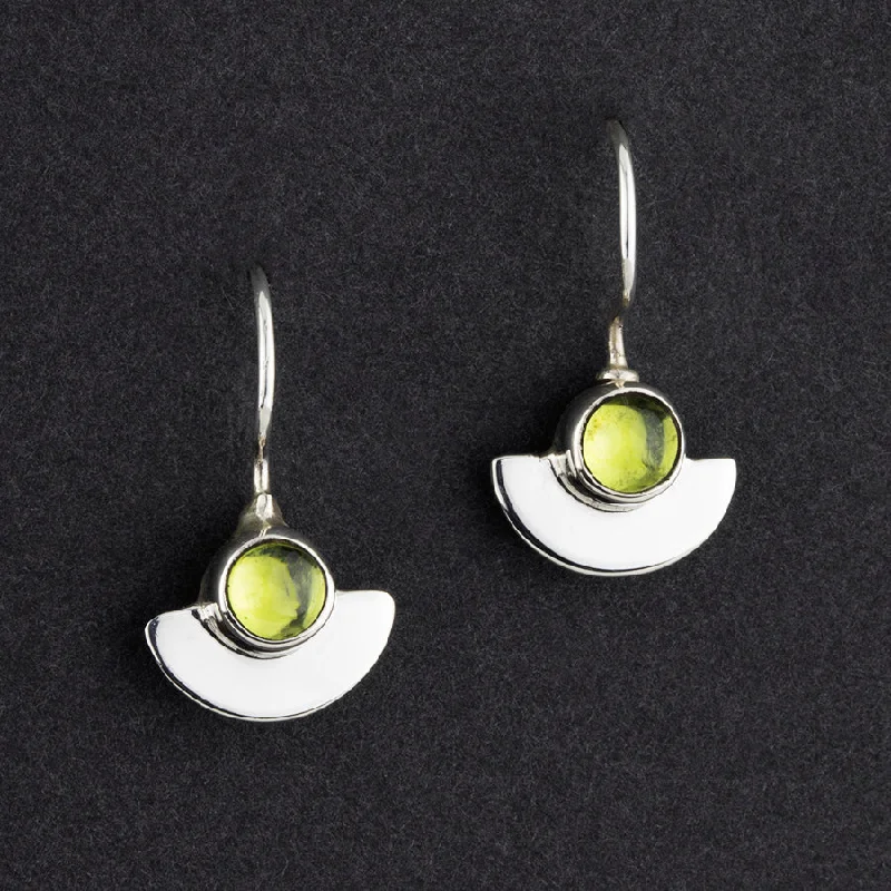 Sterling Silver and Peridot Fan Drop Earrings