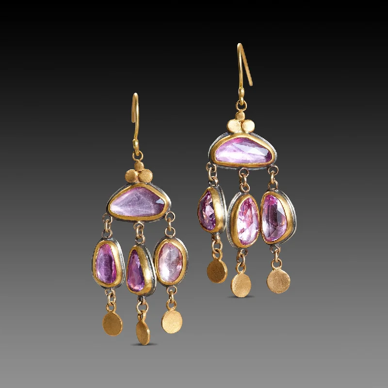 Pink Sapphire Chandelier Earrings