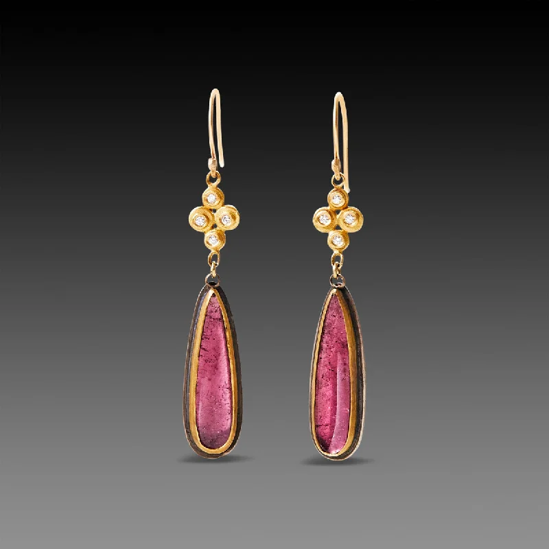 Pink Tourmaline Teardrop Earrings