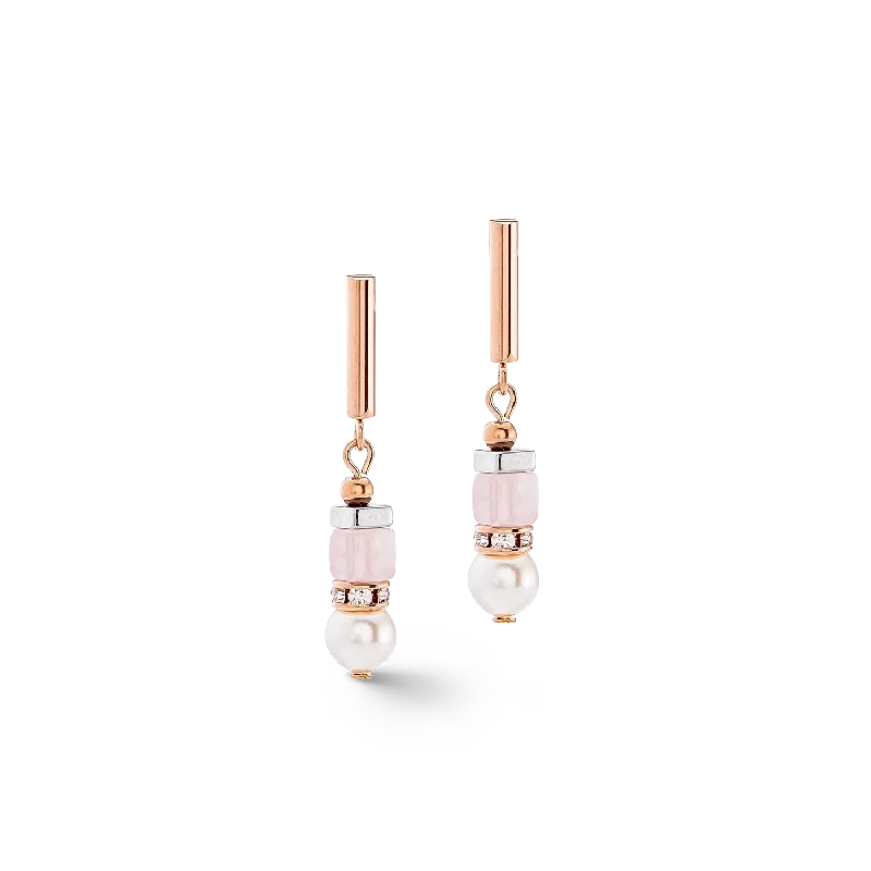 Precious Fusion Offset earrings rose gold-ice pink