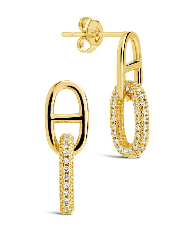 Reina CZ Chain Link Drop Stud Earrings