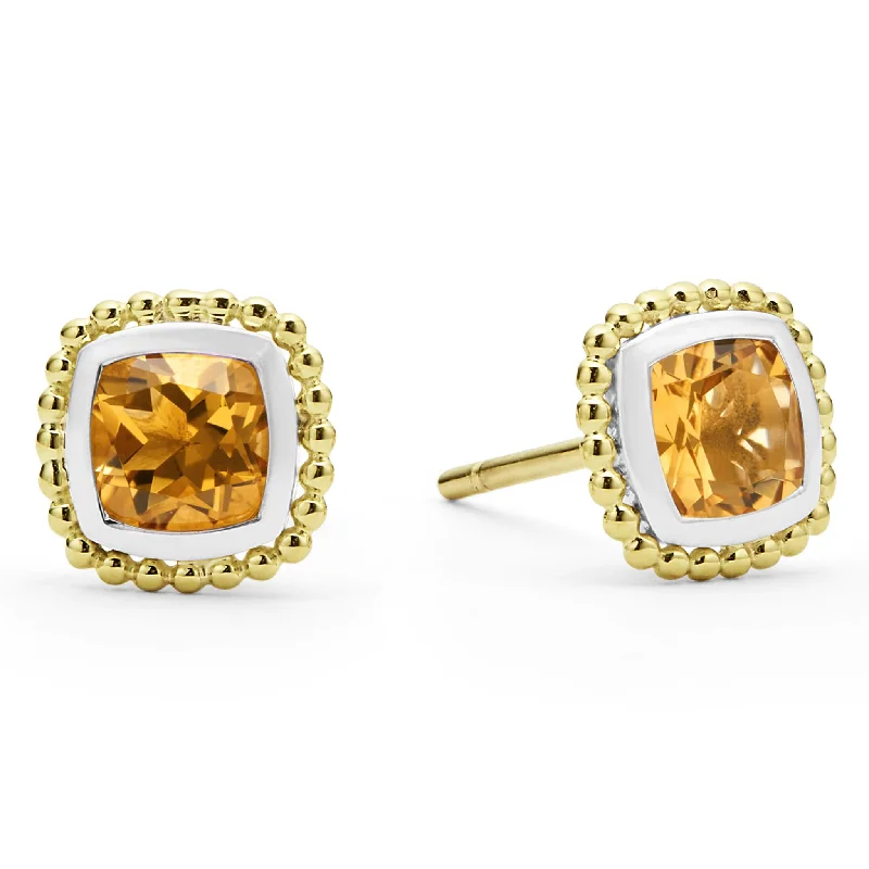 Rittenhouse Two-Tone Citrine Stud Earrings