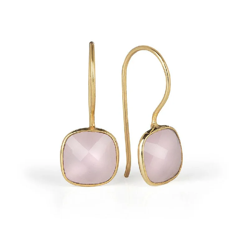 Rose Quartz Earrings | Gold