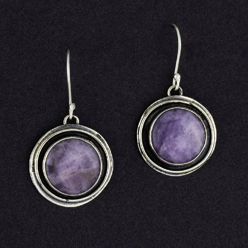 Round Amethyst Dangle Earrings