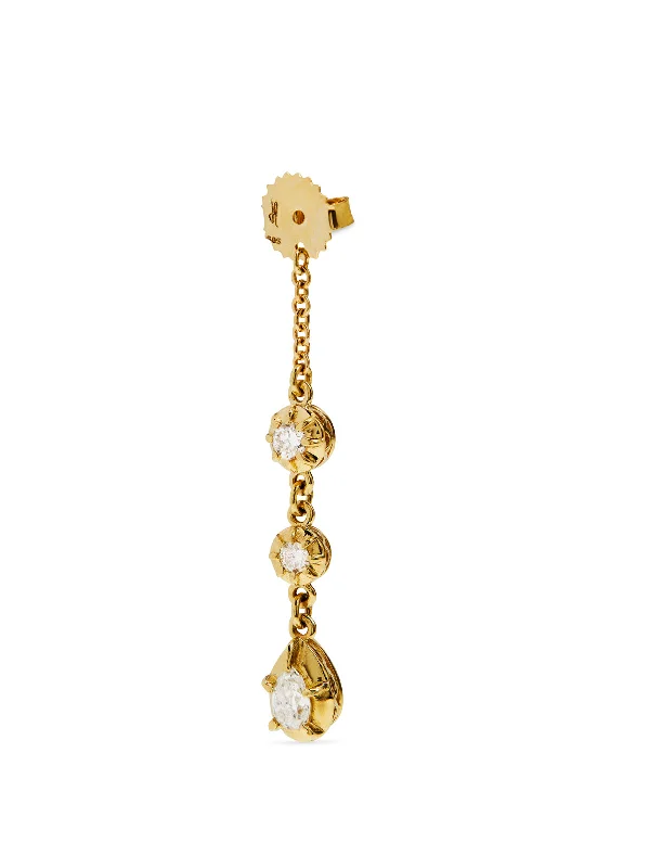 Round & Teardrop Diamond Sophia Yellow Gold Earring Back