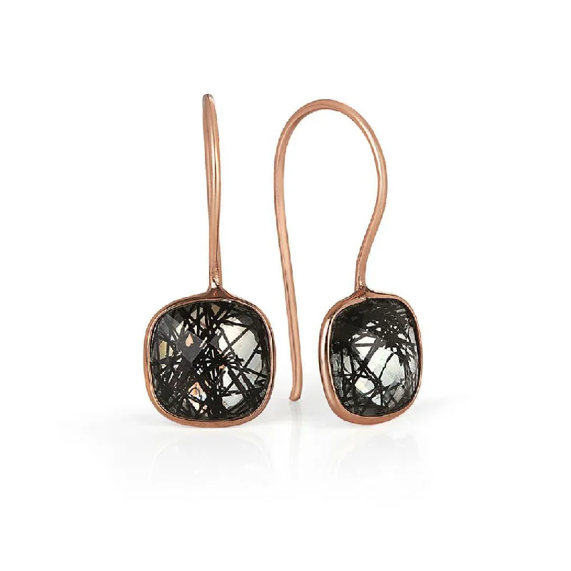 Rutilated Quartz Earrings in Rose Gold