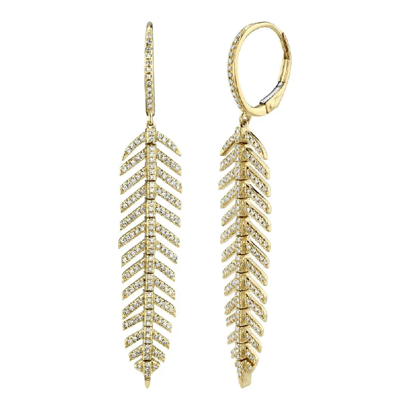 0.60CT DIAMOND 'Phoenix' Drop FEATHER EARRING - Short