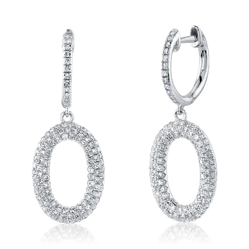 0.49CT DIAMOND PAVE OVAL EARRING