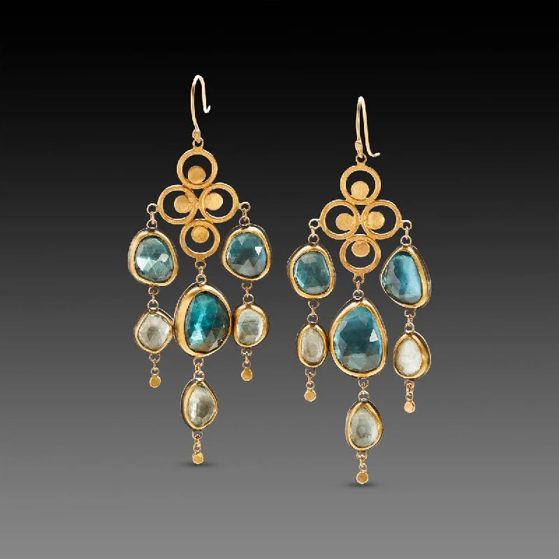 Shades of Blue Topaz Chandelier Earrings