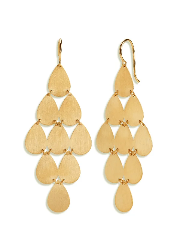 Signature Large Teardrop Chandelier Yellow Gold Earrings